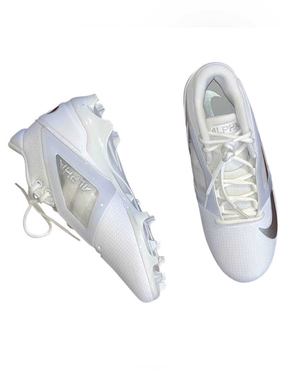 Nike Alpha Menace 4 Pro White Football Cleats Agility Power NWOB US 9 Silver